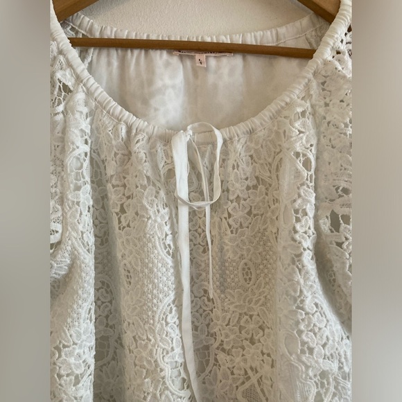 Martha Stewart Collection White Crochet Knit Top Large Cottagecore - Picture 2 of 11